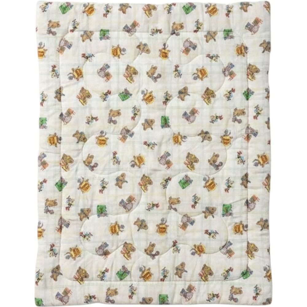 Vintage Baby Quilt Blanket Crib 80s Teddy Bear Nursery Romper Room Retro